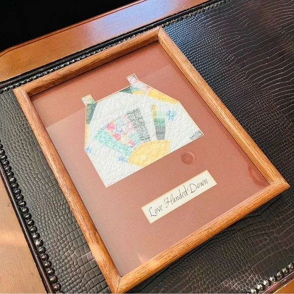 15”x12” Mat board framed Antique quilt.